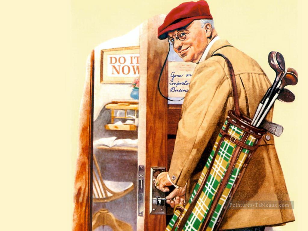 golf Norman Rockwell Oil Paintings